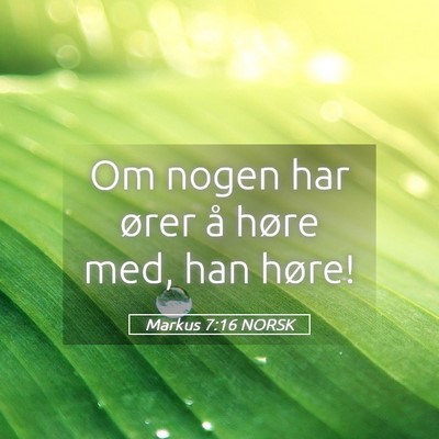 Picture 05 - Markus 7:16 NORSK - Om nogen har ører å høre med, han - Bible Verse Picture
