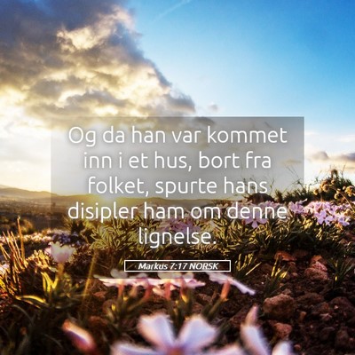 Picture 05 - Markus 7:17 NORSK - Og da han var kommet inn i et hus, bort fra - Bible Verse Picture
