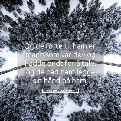 Picture 05 - Markus 7:32 NORSK - Og de førte til ham en mann som var døv og - Bible Verse Picture