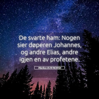 Picture 05 - Markus 8:28 NORSK - De svarte ham: Nogen sier døperen Johannes, og - Bible Verse Picture