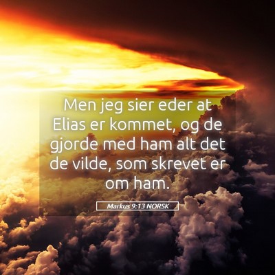 Picture 05 - Markus 9:13 NORSK - Men jeg sier eder at Elias er kommet, og de - Bible Verse Picture