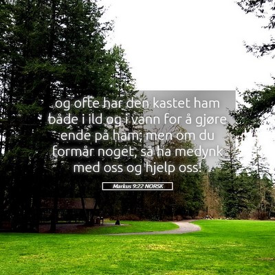 Picture 05 - Markus 9:22 NORSK - og ofte har den kastet ham både i ild og i vann - Bible Verse Picture