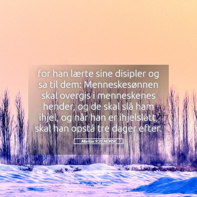 Picture 05 - Markus 9:31 NORSK - for han lærte sine disipler og sa til dem: - Bible Verse Picture