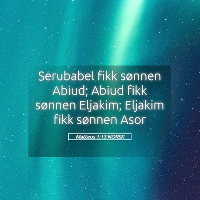 Picture 05 - Matteus 1:13 NORSK - Serubabel fikk sønnen Abiud; Abiud fikk sønnen - Bible Verse Picture
