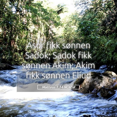 Picture 05 - Matteus 1:14 NORSK - Asor fikk sønnen Sadok; Sadok fikk sønnen Akim; - Bible Verse Picture