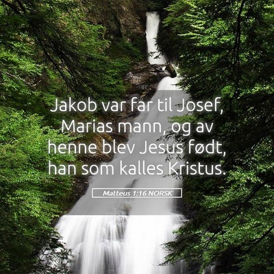 Picture 05 - Matteus 1:16 NORSK - Jakob var far til Josef, Marias mann, og av henne - Bible Verse Picture