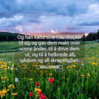 Picture 05 - Matteus 10:1 NORSK - Og han kalte sine tolv disipler til sig og gav - Bible Verse Picture