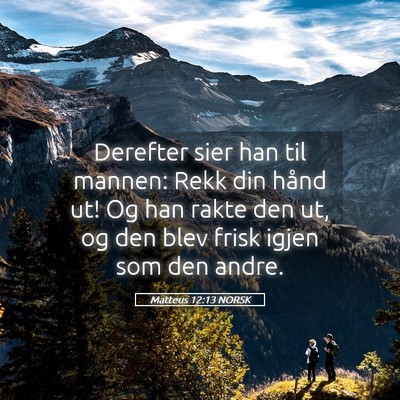 Picture 05 - Matteus 12:13 NORSK - Derefter sier han til mannen: Rekk din hånd ut! - Bible Verse Picture