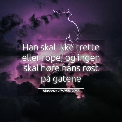 Picture 05 - Matteus 12:19 NORSK - Han skal ikke trette eller rope, og ingen skal - Bible Verse Picture