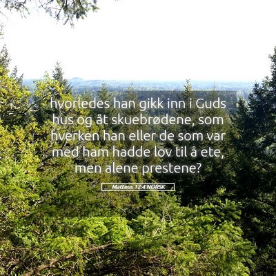 Picture 05 - Matteus 12:4 NORSK - hvorledes han gikk inn i Guds hus og åt - Bible Verse Picture