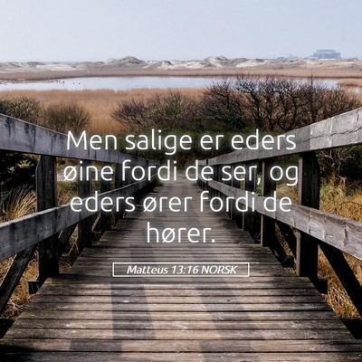 Picture 05 - Matteus 13:16 NORSK - Men salige er eders øine fordi de ser, og eders - Bible Verse Picture