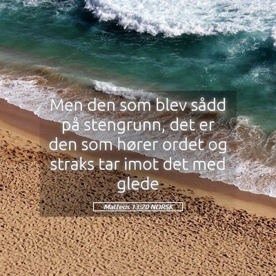 Picture 05 - Matteus 13:20 NORSK - Men den som blev sådd på stengrunn, det er den - Bible Verse Picture