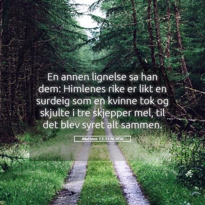 Picture 05 - Matteus 13:33 NORSK - En annen lignelse sa han dem: Himlenes rike er - Bible Verse Picture