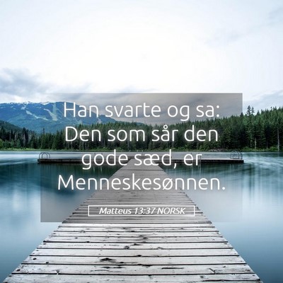 Picture 05 - Matteus 13:37 NORSK - Han svarte og sa: Den som sår den gode sæd, er - Bible Verse Picture