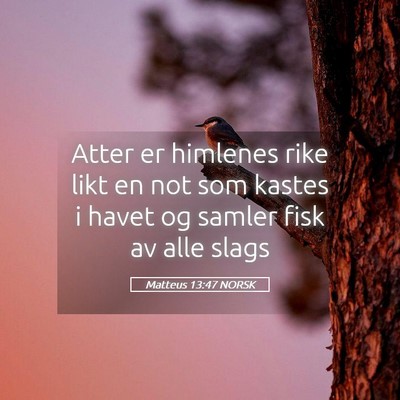 Picture 05 - Matteus 13:47 NORSK - Atter er himlenes rike likt en not som kastes i - Bible Verse Picture