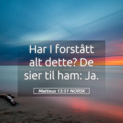 Picture 05 - Matteus 13:51 NORSK - Har I forstått alt dette? De sier til ham: - Bible Verse Picture