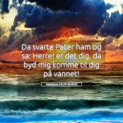 Picture 05 - Matteus 14:28 NORSK - Da svarte Peter ham og sa: Herre! er det dig, da - Bible Verse Picture