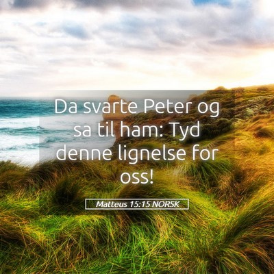 Picture 05 - Matteus 15:15 NORSK - Da svarte Peter og sa til ham: Tyd denne lignelse - Bible Verse Picture