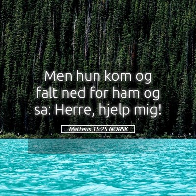 Picture 05 - Matteus 15:25 NORSK - Men hun kom og falt ned for ham og sa: Herre, - Bible Verse Picture