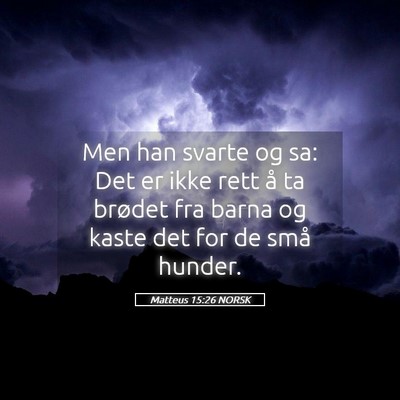 Picture 05 - Matteus 15:26 NORSK - Men han svarte og sa: Det er ikke rett å ta - Bible Verse Picture