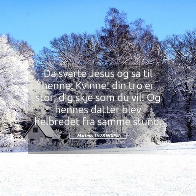 Picture 05 - Matteus 15:28 NORSK - Da svarte Jesus og sa til henne: Kvinne! din tro - Bible Verse Picture