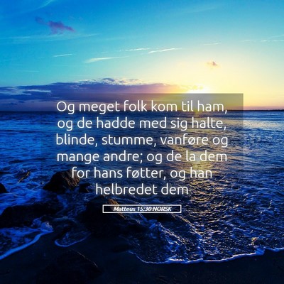 Picture 05 - Matteus 15:30 NORSK - Og meget folk kom til ham, og de hadde med sig - Bible Verse Picture