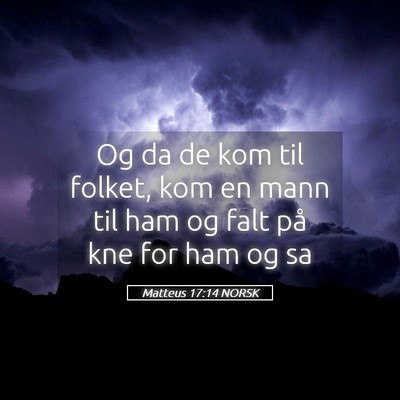 Picture 05 - Matteus 17:14 NORSK - Og da de kom til folket, kom en mann til ham og - Bible Verse Picture