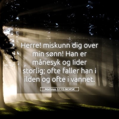 Picture 05 - Matteus 17:15 NORSK - Herre! miskunn dig over min sønn! Han er - Bible Verse Picture