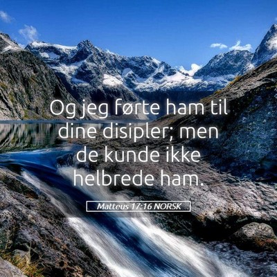 Picture 05 - Matteus 17:16 NORSK - Og jeg førte ham til dine disipler; men de kunde - Bible Verse Picture