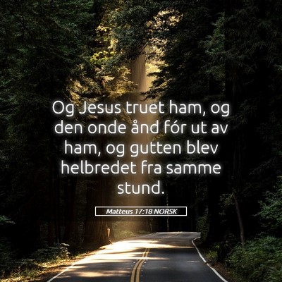 Picture 05 - Matteus 17:18 NORSK - Og Jesus truet ham, og den onde ånd fór ut av - Bible Verse Picture