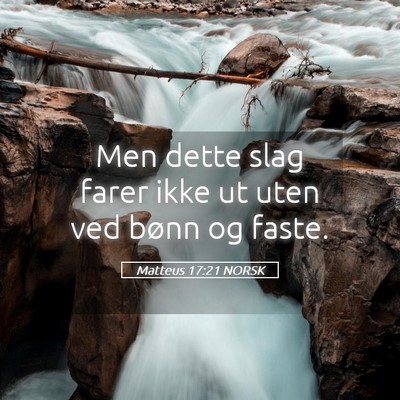 Picture 05 - Matteus 17:21 NORSK - Men dette slag farer ikke ut uten ved bønn og - Bible Verse Picture