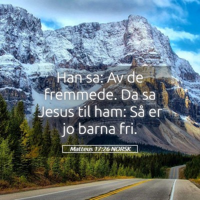 Picture 05 - Matteus 17:26 NORSK - Han sa: Av de fremmede. Da sa Jesus til ham: Så - Bible Verse Picture