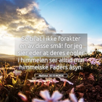 Picture 05 - Matteus 18:10 NORSK - Se til at I ikke forakter en av disse små! for - Bible Verse Picture