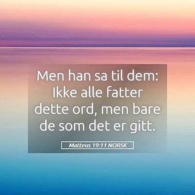 Picture 05 - Matteus 19:11 NORSK - Men han sa til dem: Ikke alle fatter dette ord, - Bible Verse Picture