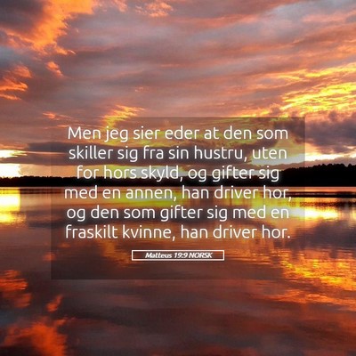 Picture 05 - Matteus 19:9 NORSK - Men jeg sier eder at den som skiller sig fra sin - Bible Verse Picture