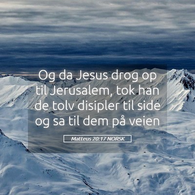 Picture 05 - Matteus 20:17 NORSK - Og da Jesus drog op til Jerusalem, tok han de - Bible Verse Picture
