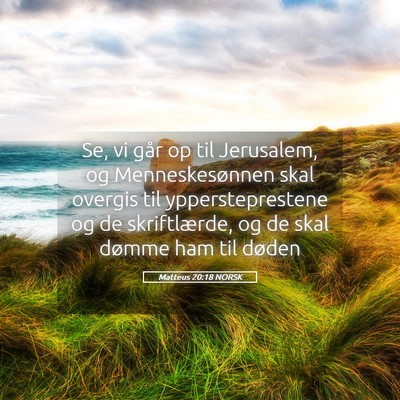 Picture 05 - Matteus 20:18 NORSK - Se, vi går op til Jerusalem, og Menneskesønnen - Bible Verse Picture
