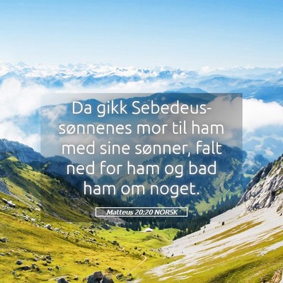 Picture 05 - Matteus 20:20 NORSK - Da gikk Sebedeus-sønnenes mor til ham med sine - Bible Verse Picture