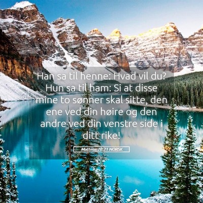 Picture 05 - Matteus 20:21 NORSK - Han sa til henne: Hvad vil du? Hun sa til ham: Si - Bible Verse Picture