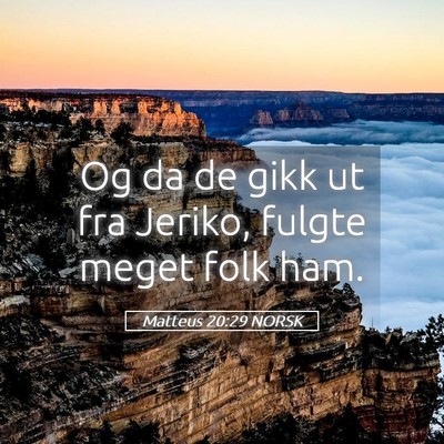 Picture 05 - Matteus 20:29 NORSK - Og da de gikk ut fra Jeriko, fulgte meget folk - Bible Verse Picture