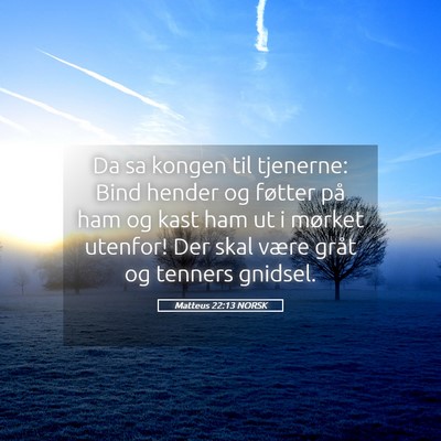 Picture 05 - Matteus 22:13 NORSK - Da sa kongen til tjenerne: Bind hender og føtter - Bible Verse Picture