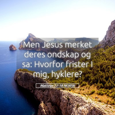 Picture 05 - Matteus 22:18 NORSK - Men Jesus merket deres ondskap og sa: Hvorfor - Bible Verse Picture