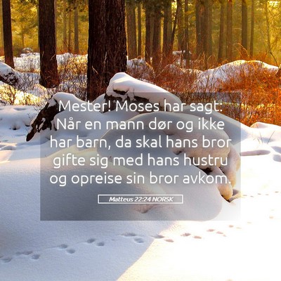 Picture 05 - Matteus 22:24 NORSK - Mester! Moses har sagt: Når en mann dør og ikke - Bible Verse Picture