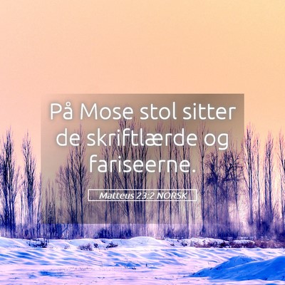 Picture 05 - Matteus 23:2 NORSK - På Mose stol sitter de skriftlærde og - Bible Verse Picture