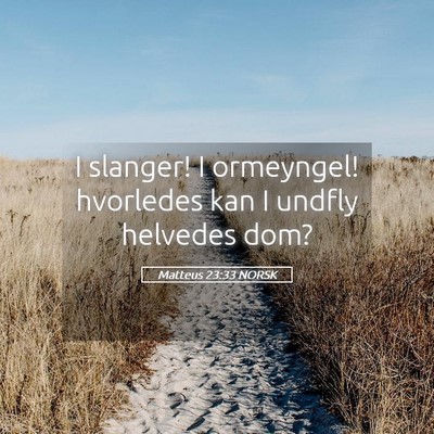 Picture 05 - Matteus 23:33 NORSK - I slanger! I ormeyngel! hvorledes kan I undfly - Bible Verse Picture