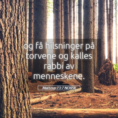 Picture 05 - Matteus 23:7 NORSK - og få hilsninger på torvene og kalles rabbi av - Bible Verse Picture