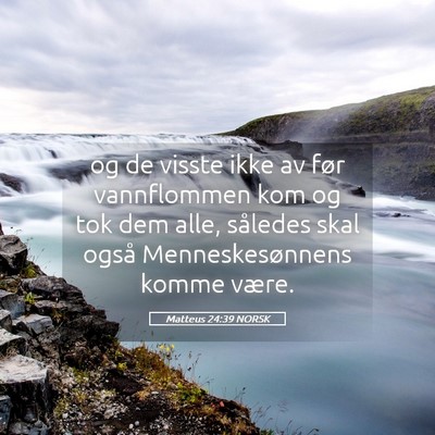 Picture 05 - Matteus 24:39 NORSK - og de visste ikke av før vannflommen kom og tok - Bible Verse Picture