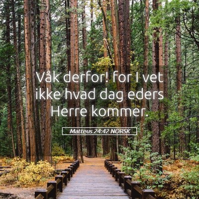 Picture 05 - Matteus 24:42 NORSK - Våk derfor! for I vet ikke hvad dag eders Herre - Bible Verse Picture