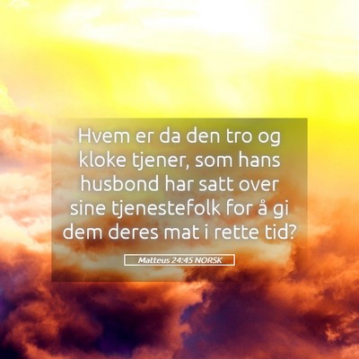 Picture 05 - Matteus 24:45 NORSK - Hvem er da den tro og kloke tjener, som hans - Bible Verse Picture