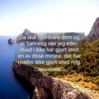 Picture 05 - Matteus 25:45 NORSK - Da skal han svare dem og si: Sannelig sier jeg - Bible Verse Picture